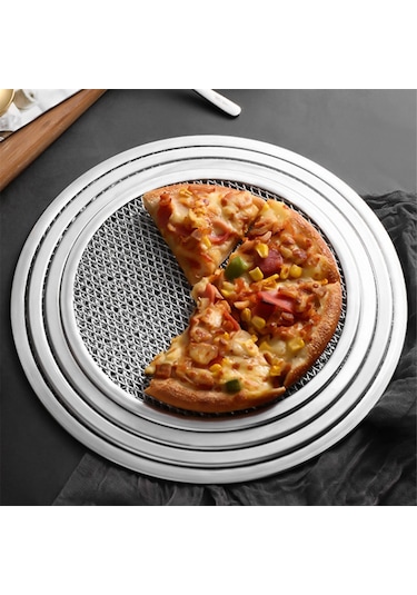 9 İnç Alüminyum Dikişsiz Kenarlı Pizza Pişirme Ekranı Gümüş