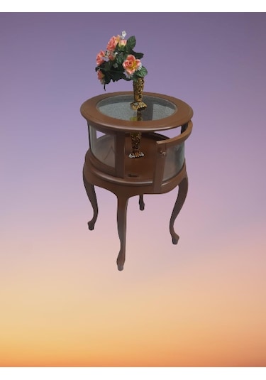 Bengimobilya Gümüşlük Yuvarlak Model Leylek Bacak Parlak Ceviz Kayın Lükens As