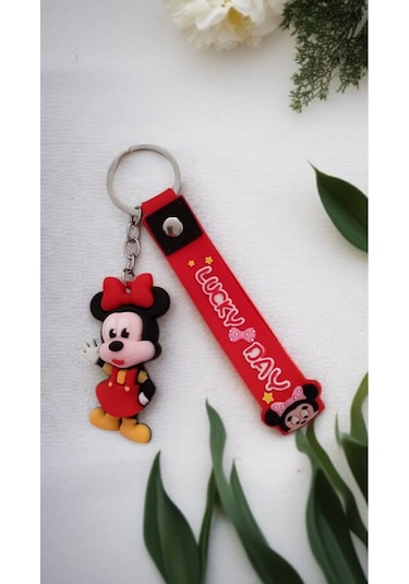 2 Li Mickey Ve Minnie Mouse Temalı Çift Anahtarlık Seti - Silikon Figürlü Ve Çanta Aksesuar