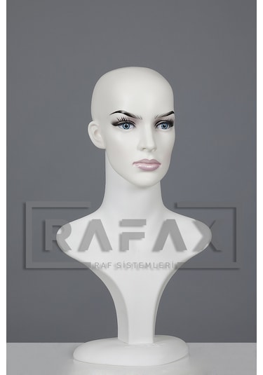 Rafax Kadın Tablalı Makyajlı Kafa Manken Peruk-Eşarp-Şal Mankeni