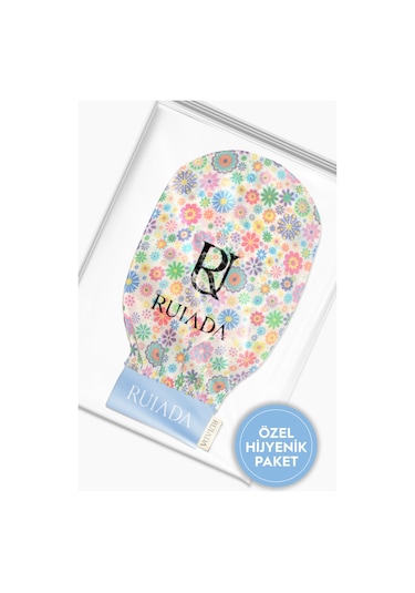 Flowers Series 50 Factor %100 Floş Ipek Ince Banyo Duş Kesesi Peeling Eldiveni Blue