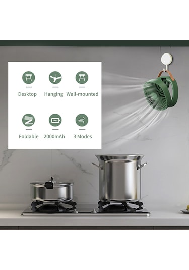 Honmex Taşınabilir Katlanabilir Masaüstü Fan 3 Hızlı Rüzgar Modu 2000mah Pil Usb Şarjlı Ev, Ofis, Seyahat İçin