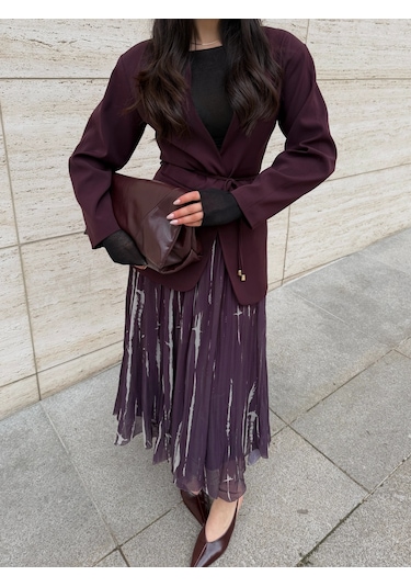 Laluvia Bordo Bağcıklı Ceket - 9702 Bordo