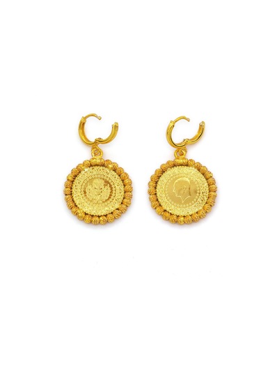 Altın Kaplama Dorikalı Çeyrekli Küpe Unk-823 Altın