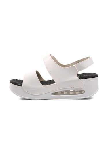 Aryan 100-894 Anatomic Kadın Dolgu Topuk Sandalet Beyaz
