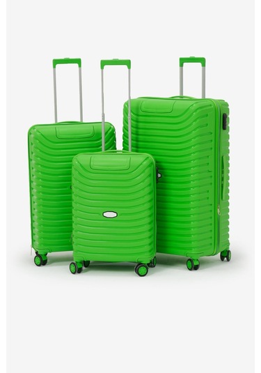 3'lü Set Silikon Kırılmaz Pp Unisex Yeşil Valiz Pwvlz005 Yeşil