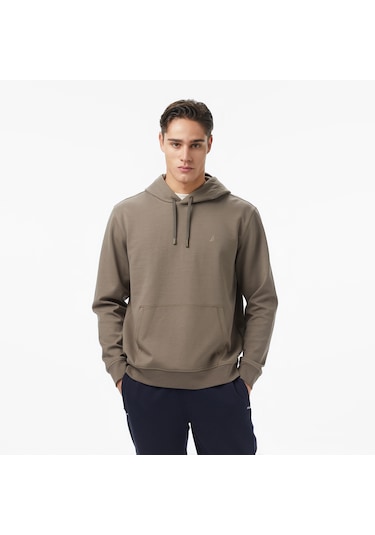 Nautica Erkek Kahverengi Classic Fit Kapüşonlu Sweatshirt Düz K57226t Kahverengi