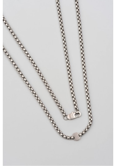 Erkek Çelik Zincir Kolye Gri