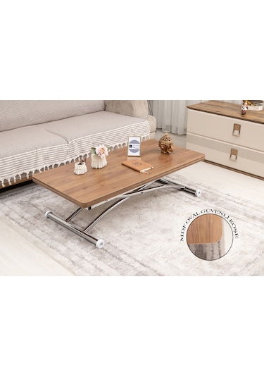 Juppo Üst Tabla Mdf Ceviz Oval Köşe Alt Krom Dışa Kıvrım
