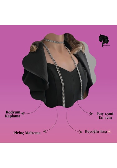 Gümüş Kaplama Siyah Üç Sıralı Su Yolu Şal Model Kolye Siyah