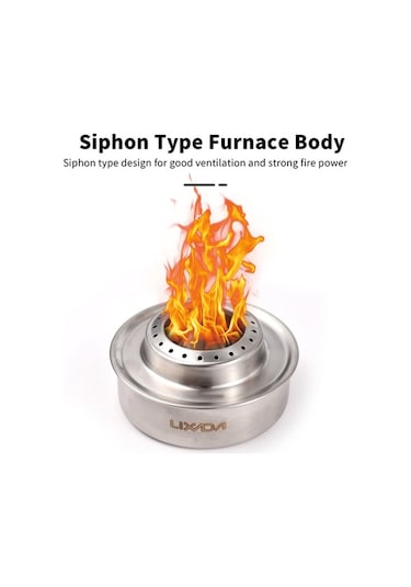 Pazly 120ml Kapasiteli Paslanmaz Çelik Kamp Alkollü Ocak, Katlanır Yangın Söndürme Kapağı Gümüş Gümüş