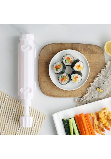 Beyaz Suşi Yapımcısı Kalıp Silindirik Suşi Rulo Kalıp Diy Suşi Yapma Seti Makinesi Kolay Suşi Pişirme Ruloları Acemi Suşi Kiti Beyaz