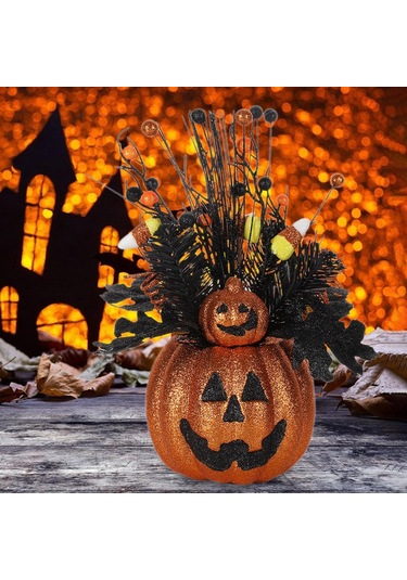 Homyl Cadılar Bayramı Heykelciği Balkabağı Saksı Heykeli 28cmx25cmx38cm