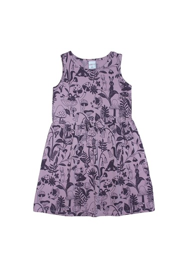Lovetti Kız Çocuk Gül Kurusu Forest Animals Desen Kolsuz Elbise 5757-124G023 Gülkurusu