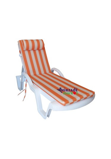 Mirzademarket Şezlong Minderi Lüks Su Geçirmez Kumaş Fermuarlı-Turuncu Krem