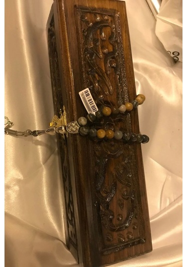 Jasper Tespih Doğal Taş Tesbih Gümüş İmameli Ahşap Kutulu Çok Renkli