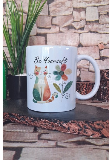 Kedi Komik Desenli Esprili Kedisever Kedi Sahibi Çizimi Hediye Baskılı Kupa Bardak Beyaz