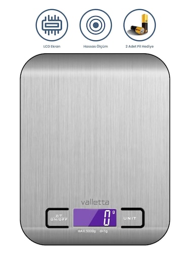 Valletta Okavango Pil Mutfak Terazisi Dijital Tartı