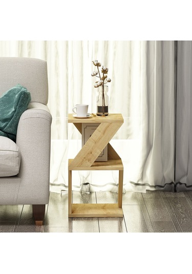 Albeni Yan Sehpa Ahşap Siyah - Safir Meşe Safir Meşe