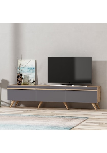 Inarchdizayn Amsterdam Style Alt Modül Tv Ünitesi Antrasit Renk Ücretsiz Kargo