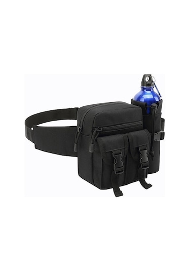 Sporcular İçin Fonksiyonel Bel Paketi - Koşu, Bisiklet Ve Dağcılıkta Kullanıma Uygun Su Geçirmez Cep Telefonu Çantalı Ergonomik Taktik Su Şişesi Taşıma Sistemi Siyah