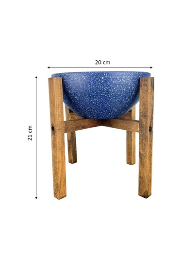 Bitki Tasarımı Ev Dekorasyon Lacivert Granit Aranjman Sunumluk Toprak Saksı 4 Ayaklı 20 Cm Çap