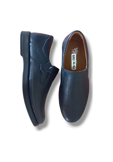 Growish Gr0204 Hakiki Deri Delikli Poli Taban Günlük Erkek Ayakkabı Mavi
