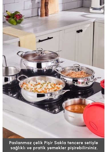 Karaca  Pişir Sakla V2 İndüksiyon Tabanlı 13 Parça Çelik Tencere Seti