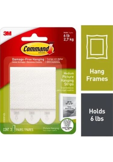 3M Command 17201 Orta Boy Resim Asma Şerit Cırt Bantları