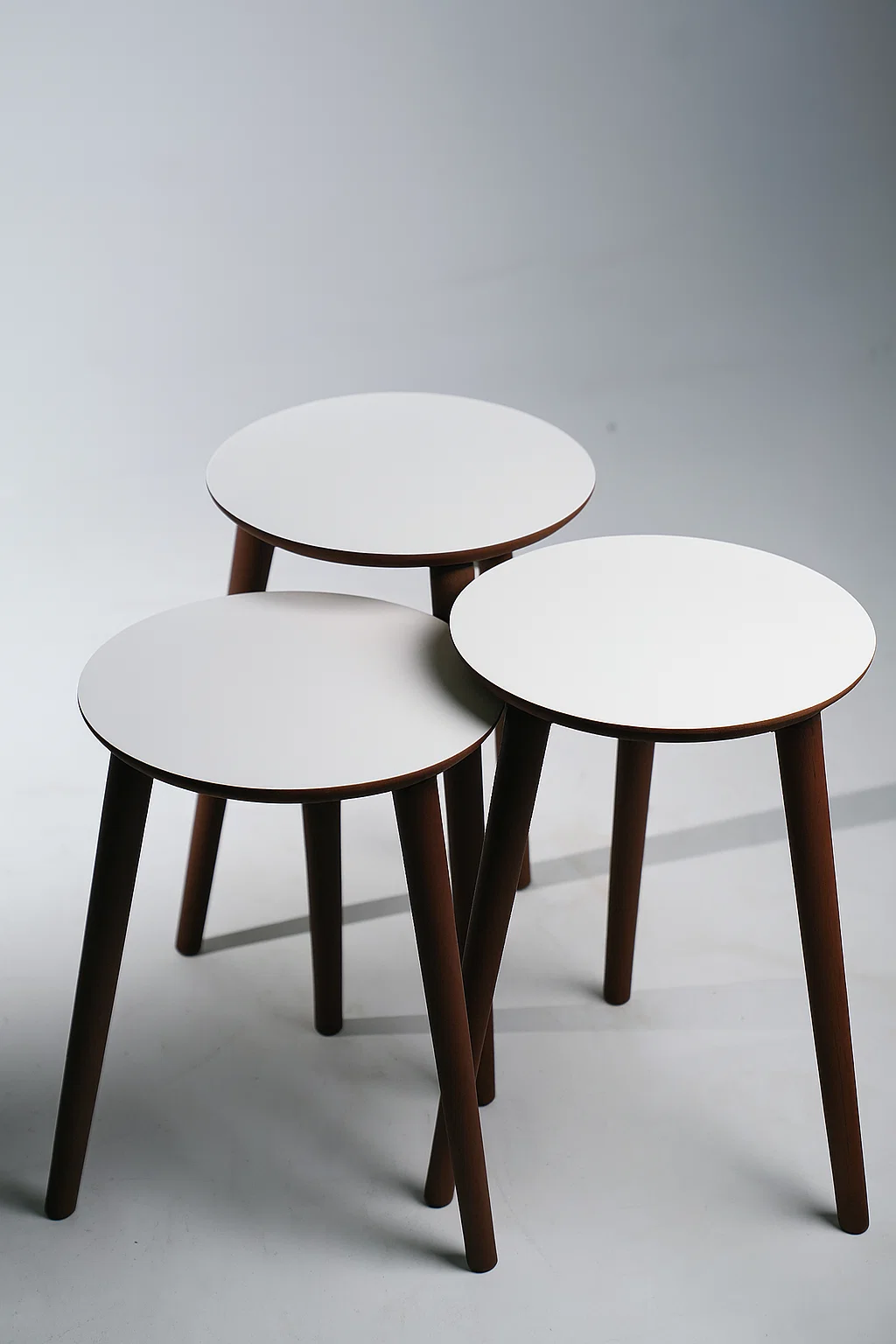 Madrid 3'lü Zigon Sehpa %100 Mdf Yuvarlak Beyaz