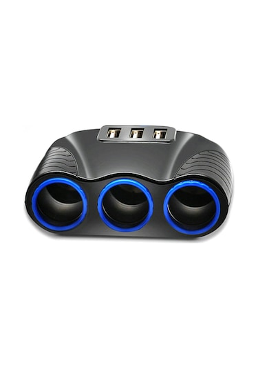 Teltree Araç Çakmak Soketi Çevirici: 3 Çakmak + 3 Usb Port, 12-24v, 3.1a, Akıllı Telefon, Tablet, Gps İçin Usb Şarj Aleti