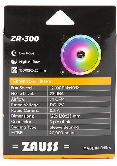 Zauss ZR-300 RGB 12 CM Kasa Fanı