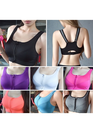 Jeemson Yoga Ve Fitness İçin Ön Fermuarlı Destekli Spor Sütyeni - Nem Emici, Esnek, 2xl Siyah SiYAH