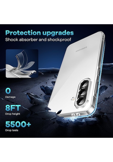 Samsung Galaxy Uyumlu A56 Kılıf Kamera Korumalı Şeffaf Silikon + Cam Set