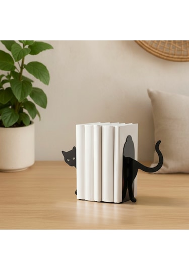 Kedi Temalı Kitap Tutucu Modern Dekor Ürünü