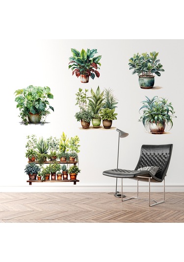 6 Li Sticker Saksılı Çiçek Modelleri 5060 Çok Renkli