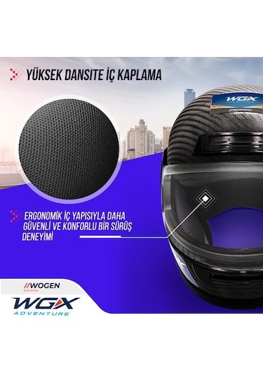 Wogen Fullface Motosiklet Kaskı Karbon Siyah