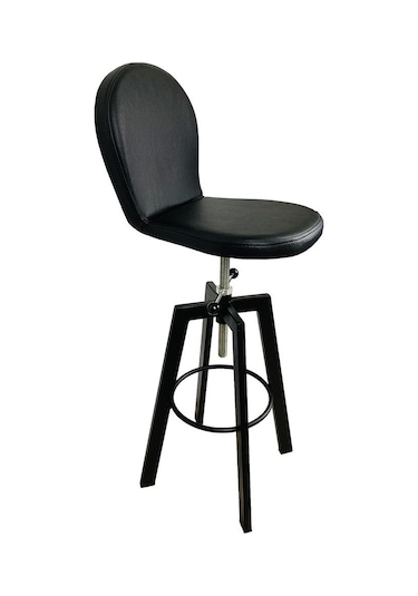 Helen Bar Sandalyesi Bar Taburesi Sırtlı Siyah Deri Oturak Çok Renkli