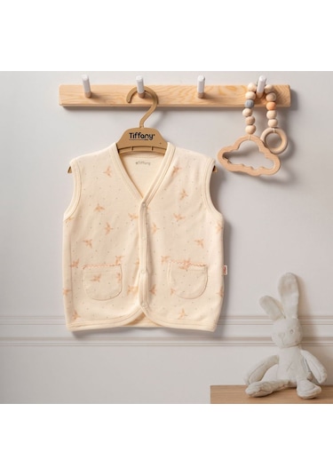 Tiffany Baby Organik Bird Theme Bebek Yeleği 2424005 Ekru