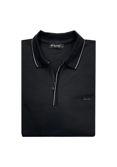Classics Men Slim Fit Erkek Polo Yaka Fermuarlı Sweatshirt 7027 Siyah