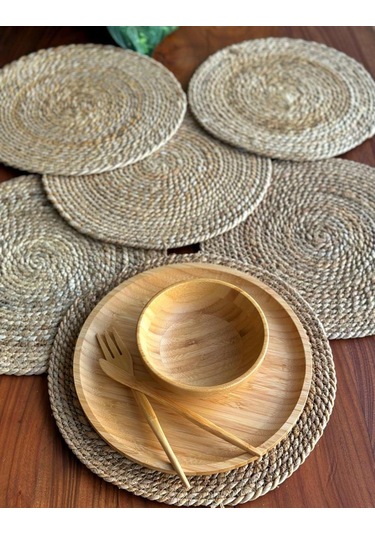 Atbyhome Hasır Supla 6'lı Kalın Sık Örgülü 35 Cm Bej