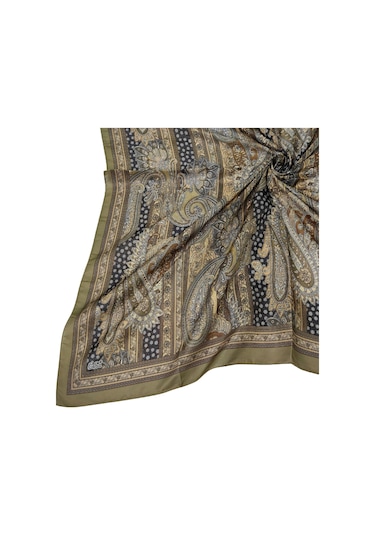 Enba Pamuklu Etnik Desenli Soft Eşarp Haki