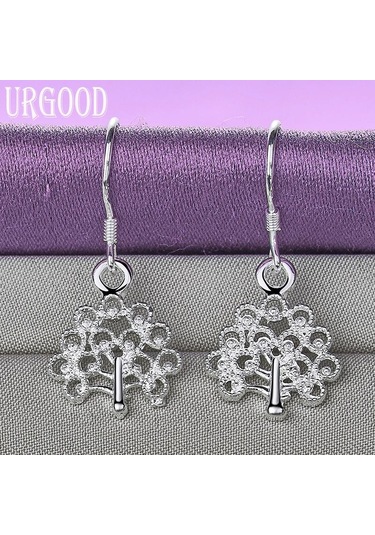 925 Ayar Gümüş Ağaç Damla Küpe Moda Takı