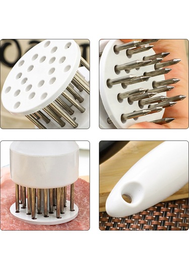 Kosona 22 İğneli Paslanmaz Çelik Et Yumuşatıcı - Etleri Yumuşatmak Ve Lezzetlendirmek İçin Mutfak Aleti Beyaz