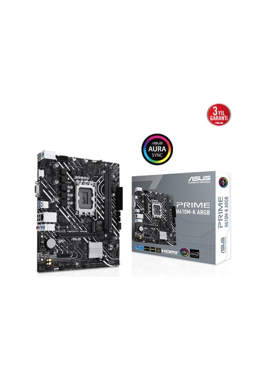 Asus Prıme H610m-k Argb Ddr5 5600mhz M.2 Hdmı Vga Matx 1700p