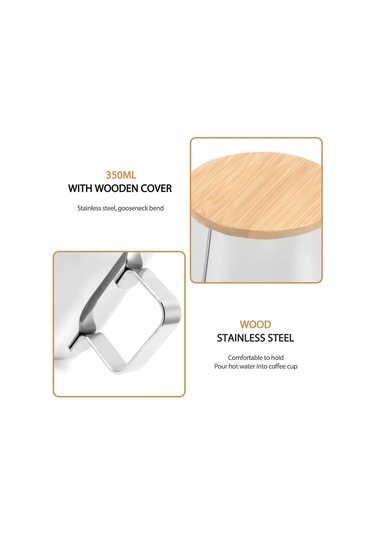 350 Ml Uzun Dar Ağızlı Kahve Potu Kaz Boynu Su Isıtıcısı Paslanmaz Çelik El Damlama Su Isıtıcısı Ahşap Kapaklı Kahve Ve Çay Potu Diğer