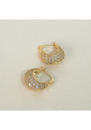 Vıp Zirkon Gold Küpe Gold