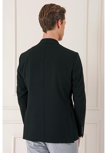 Comfort Fit Torba Cep Şeritli Dokuma Pamuk Casual Siyah Ceket C 670 Siyah