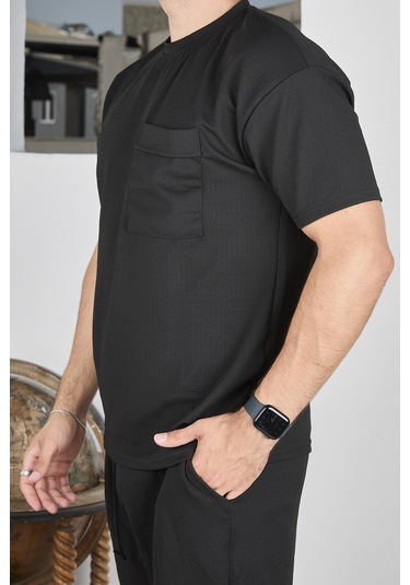 Oversize Krep Kumaş Siyah Renk Şortlu Takım-1611 Siyah