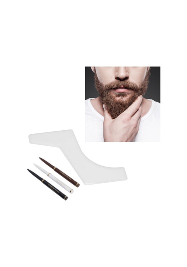 Maiyame Erkek Sakal Doldurma Kalemi Seti - 3 Renkli Rotatif Kalem + Beyaz Şekillendirici Tarak, Su Geçirmez, Doğal Görünüm, Sakal Kontur Aracı
